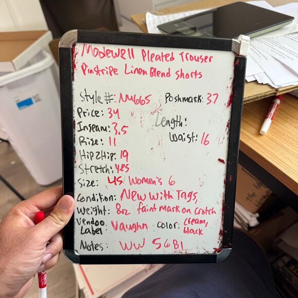 Madewell Pleated Trouser Pinstripe Linen Blend Shorts US Women's 6 - Picture 8 of 8